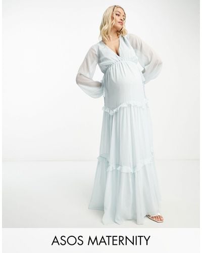 ASOS DESIGN Maternity pleated high neck midi dress