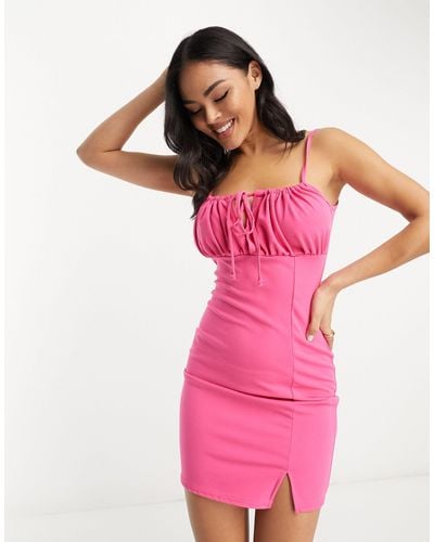 Naanaa Tie Fastening Mini Dress - Pink
