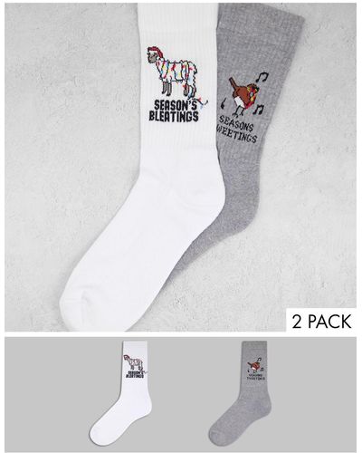 ASOS 2 Pack Sports Sock With Funny Christmas Slogans - Gray