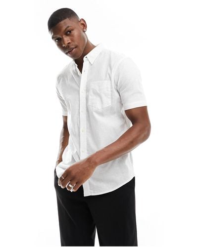 French Connection Linen Short Sleeve Shirt - White