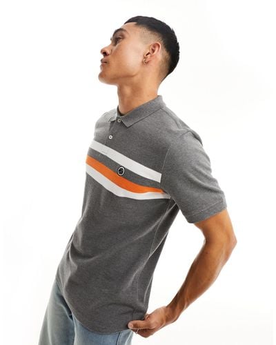 Pretty Green Hollen Chest Stripe Polo Shirt - Grey