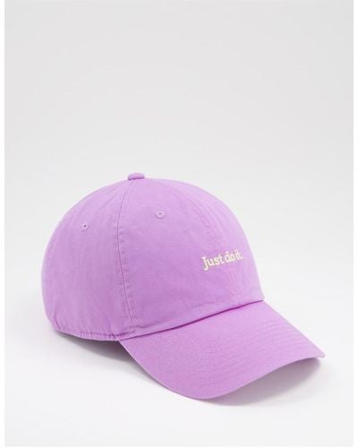 Nike Just Do It Embroidered Logo Washed Cotton Cap - Purple