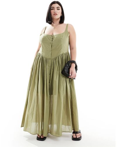 ASOS Asos design curve - robe d'été fluide et mi-longue - vert