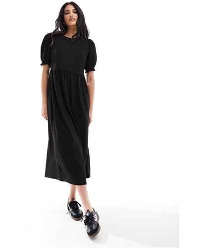 New Look Plain Smock Midi Dress - Black