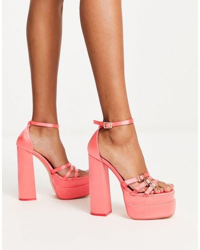 Public Desire – elvya – exklusiv – sandaletten aus satin - Pink