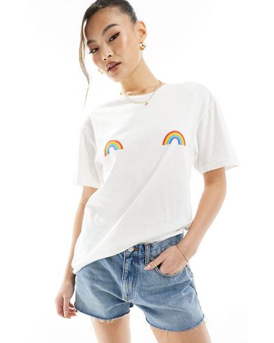 In The Style T-shirt bianca con stampa grafica arcobaleno - Bianco