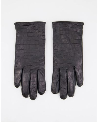 Barneys Originals Barney's Originals - Echt Leren Handschoenen Met Krokodillenmotief - Zwart