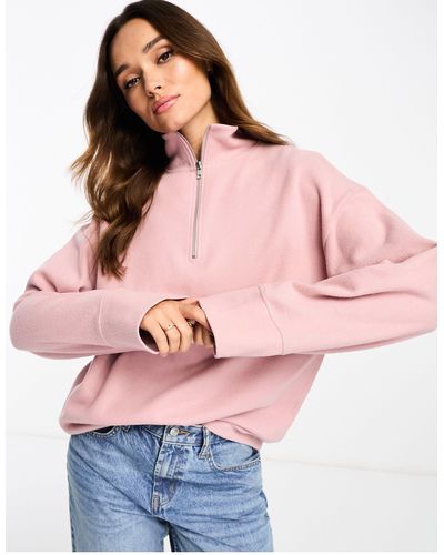 ASOS Super Soft Oversized Half Zip Sweater - Pink