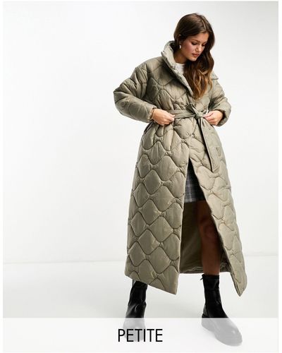 Vero Moda Quilted High Neck Maxi Puffer Coat - Natural