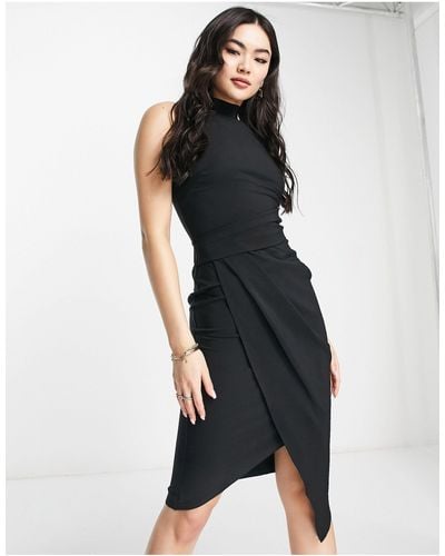 Lipsy Halterneck Bodycon Midi Dress - Black