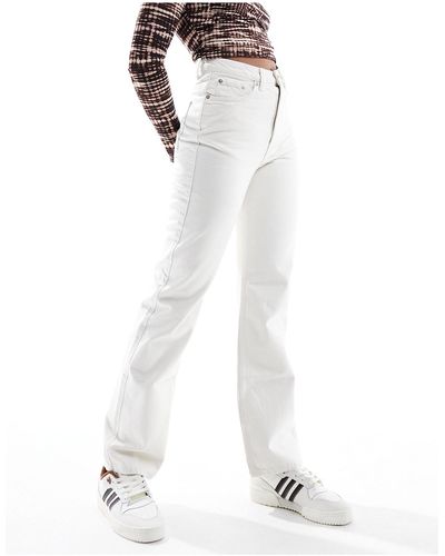 Weekday Rowe - jeans dritti regular fit sporco a vita super alta - Bianco