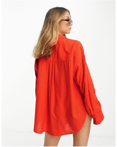 Lindex Alexa Linen Beach Shirt - Red