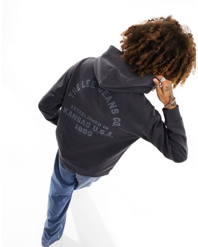 Lee Jeans Central And Back Logo Relaxed Fit Hoodie - Blue