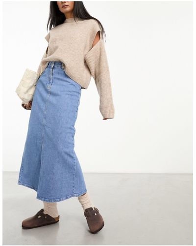 SELECTED Femme - jupe longue en jean - moyen - Bleu