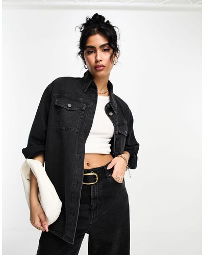 ASOS Oversized Denim Overshirt - Zwart