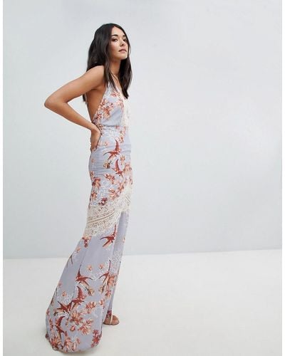Hope & Ivy Hope & Ivy Floral Fish Tail Maxi Dress - Multicolor