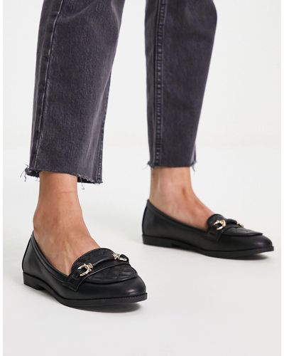 New Look Doorgestikte Platte Loafers - Zwart