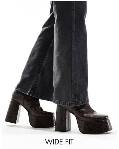 ASOS Knee High Platform Heeled Boots - Black