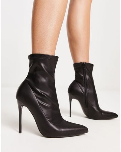 Truffle Collection Stiletto Heel Sock Boots - Black