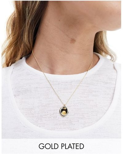 ASOS 14k Plated Necklace With Molten Pendant - White