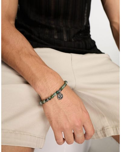 Steve Madden Bead Bracelet With Anchor Charm - Black