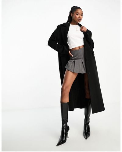 4th & Reckless Longline Wool Look Formal Coat - Black