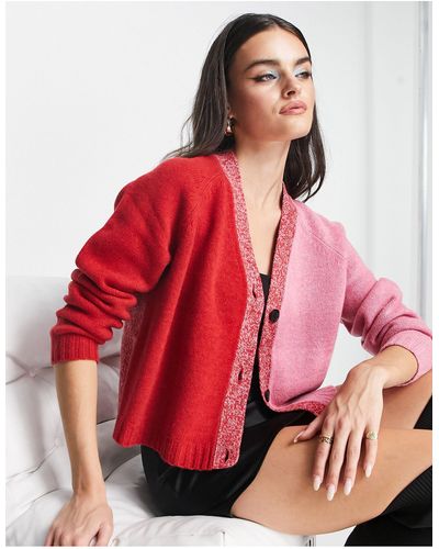 Whistles Cropped Wool Cardigan - Red