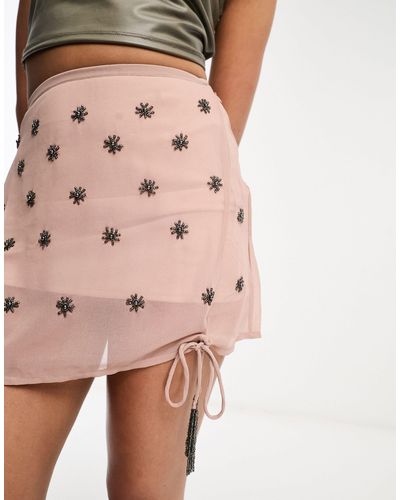 Raga Seeing Stars Embellished Mini Skirt - Pink