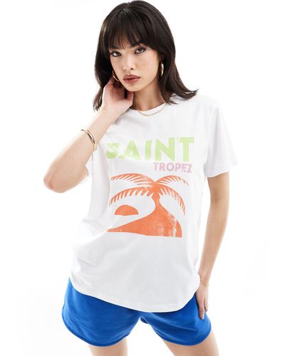 ASOS Regular Fit T-shirt With Saint Tropez Vintage Graphic - White