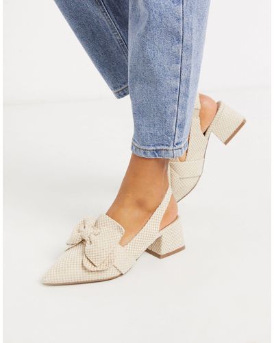 ASOS Salsa Slingback Mid-heels With Bow - Natural