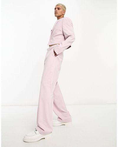 ASOS Wide Leg Suit Trousers - Pink