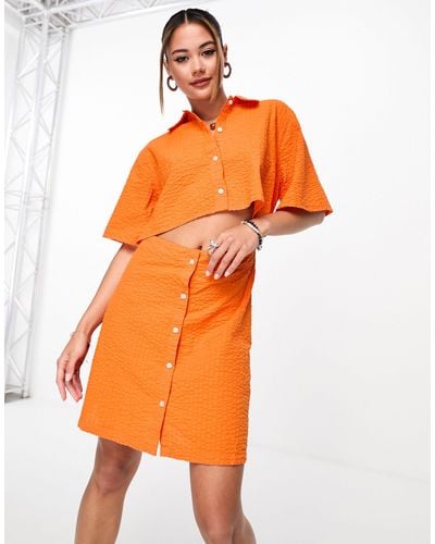JJXX Shirt Mini Dress With Cut Out Detail - Orange