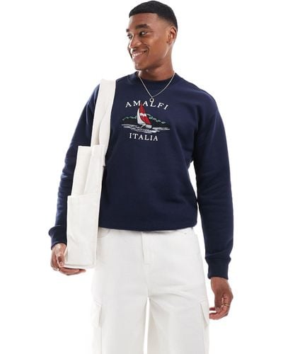 Hollister Amalfi Nautical Print Sweatshirt Relaxed Fit - Blue