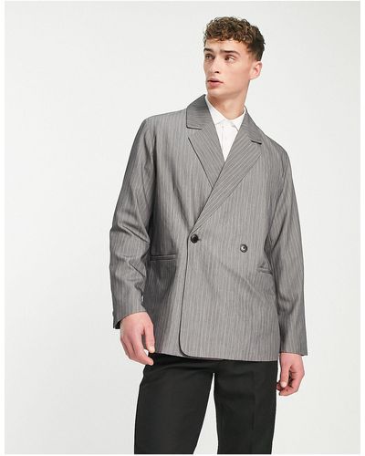 Jack & Jones Originals - giacca da abito oversize grigia gessata - Grigio