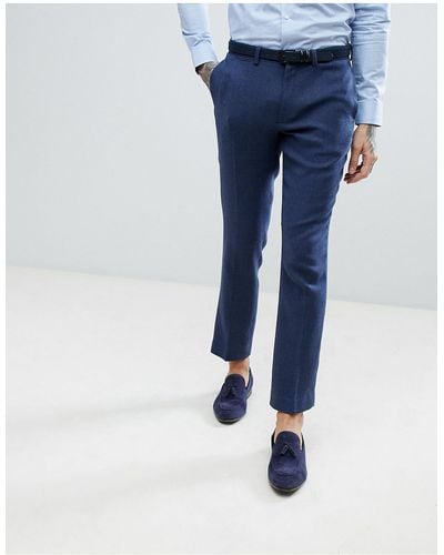 ASOS Slim Suit Pants In Blue Wool Mix Twill