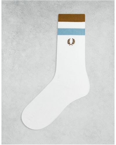 Fred Perry Bold Tipped Towelling Socks - White