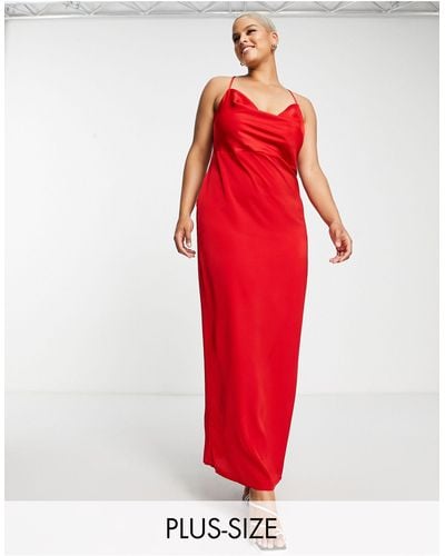Naanaa Satijnen Maxi-jurk Met Gedrapeerde Halslijn - Rood
