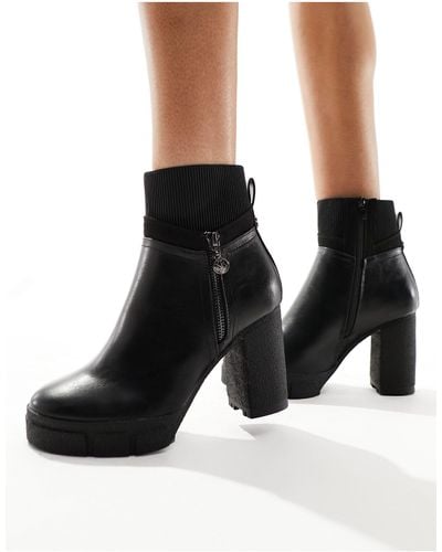 River Island Heeled Boot With Side Zip - Black