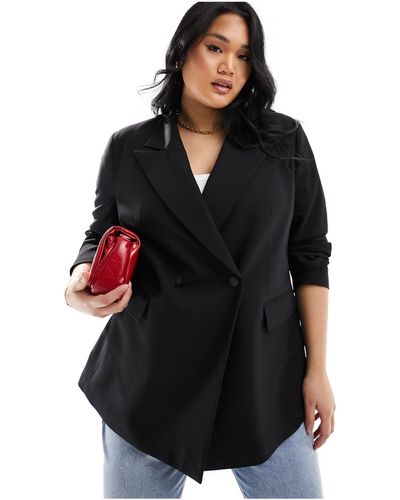 ASOS Curve Double Breasted Blazer - Black