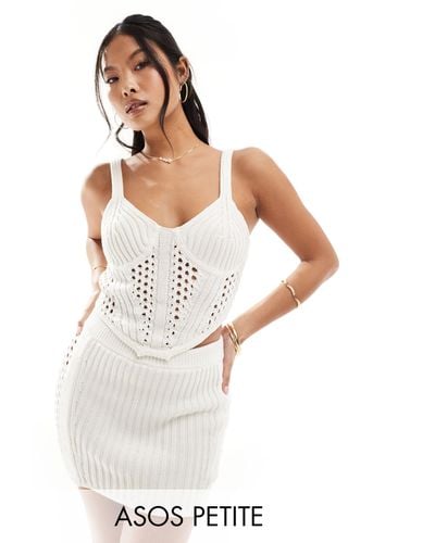 ASOS Asos Design Petite Knitted Crochet Corset Top - White