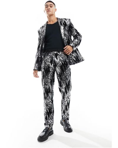 ASOS Slim Scattered Sequin Suit Trouser - Black