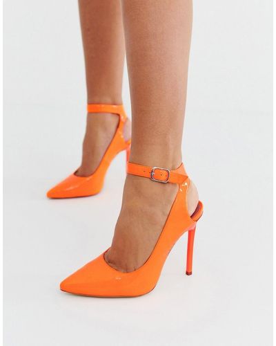 London Rebel Pointed Stiletto Heels - Orange