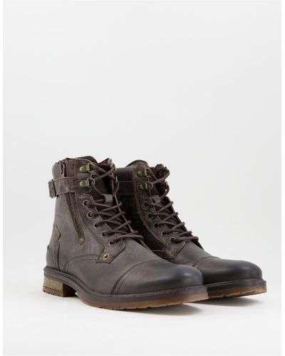 River Island Distressed Buckle Boot - Brown
