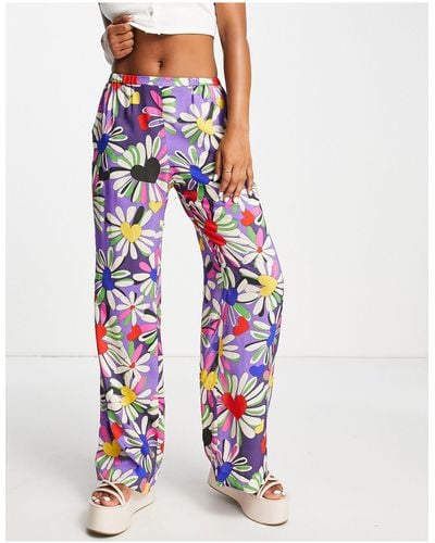 Weekday Harper - pantalon d'ensemble à imprimé floral rétro - Multicolore