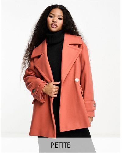 River Island Double Breasted Swing Coat - Red