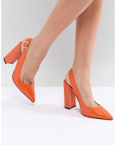ASOS – Penley – High-Heels mit Fersenriemen - Orange