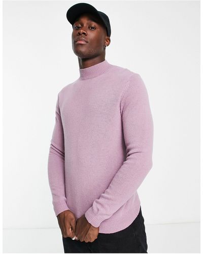 ASOS Lambswool Turtle Neck Sweater - Purple