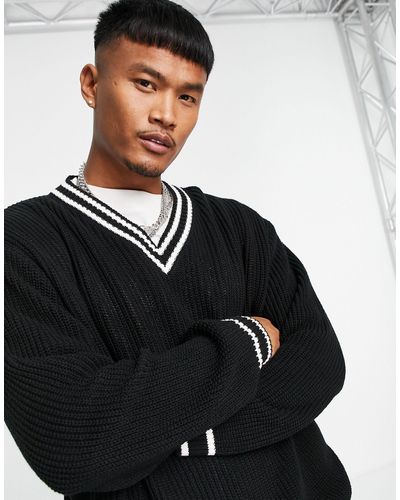 ASOS Fisherman Rib Cricket Sweater - Black