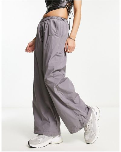 Sixth June Ripstop Parachute Trousers With Back Pocket Embroidery - Grey