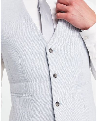 ASOS Super Skinny Wool Mix Suit Waistcoat - White